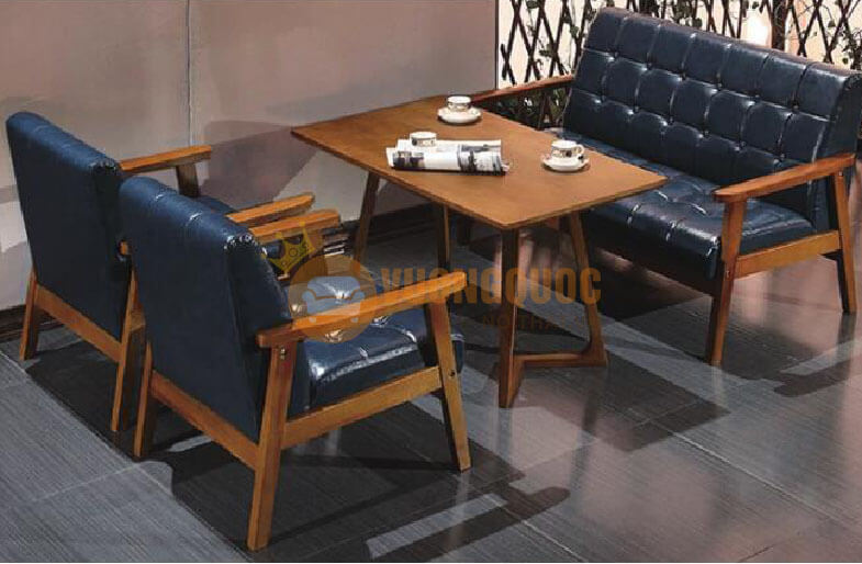 Bộ bàn ghế sofa cafe màu xanh lam sang trọng HOY TM300-2